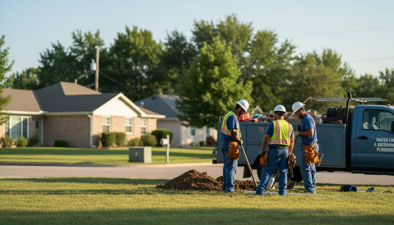 Residential water line and bathroom plumbing service in Earlsboro, OK